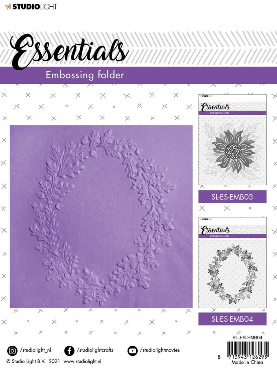 Studio Light SL 3D Embossing Folder Wreath Of Leaves Essentials 150x150mm nr.04